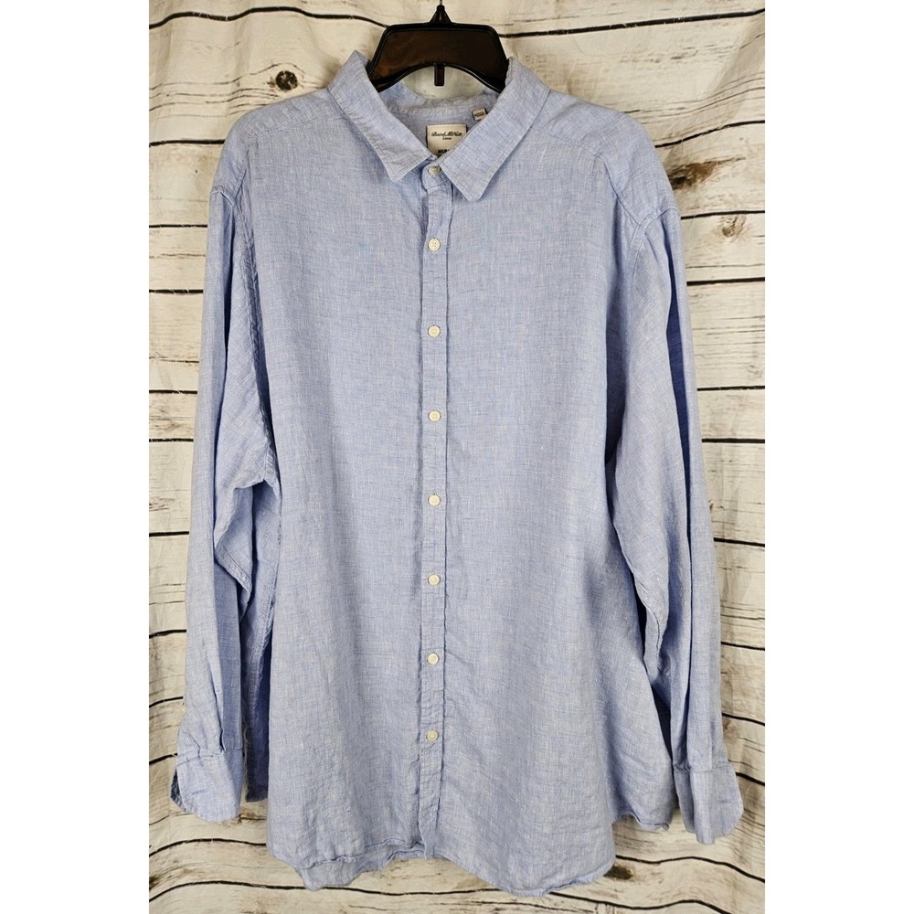 Baird McNutt Murano 100% Linen Mens Shirt 3XB Button Up Chambray Long Sleeves